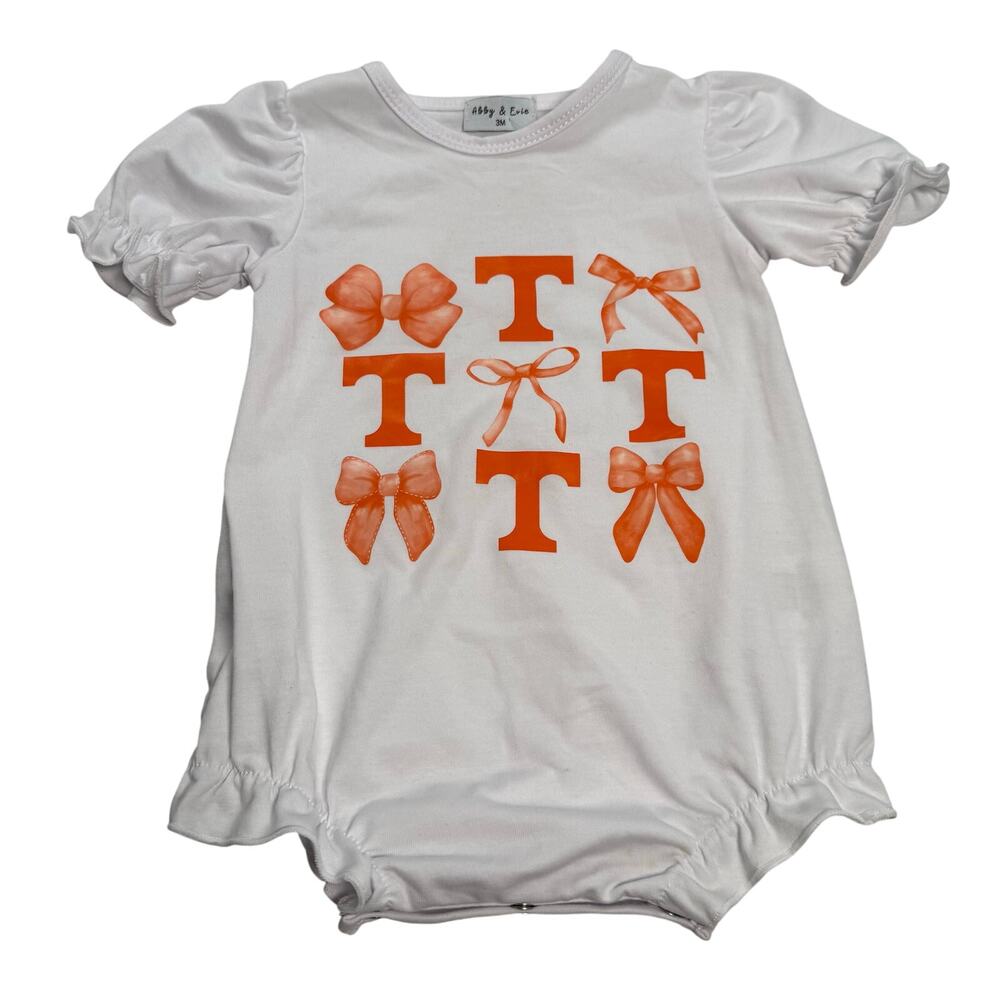 Abby & Evie UT Tennessee Vols Bubble Baby Girl Orange White Size 3 MONTHS Ruffle